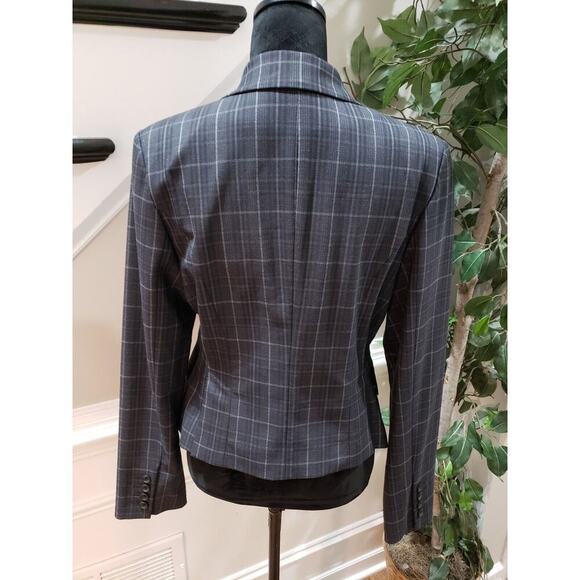 Express Design Studio Women Gray Plaid Single Breasted Two Button Blazer Size 10 - Picture 6 of 13
